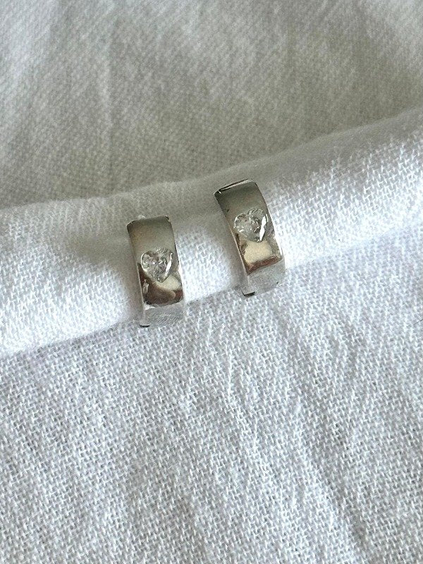 Argollitas Cubic Corazón (PAR)