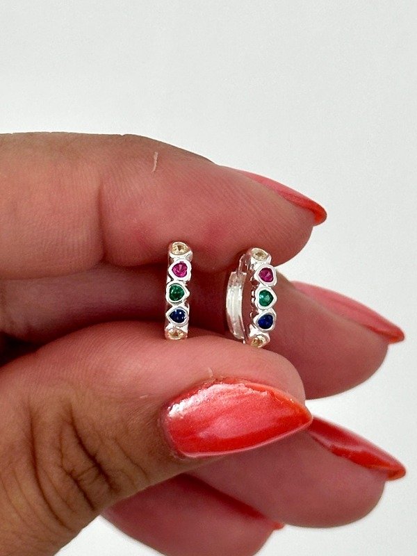Argollitas cubic colores corazones 1.3 cm (PAR)