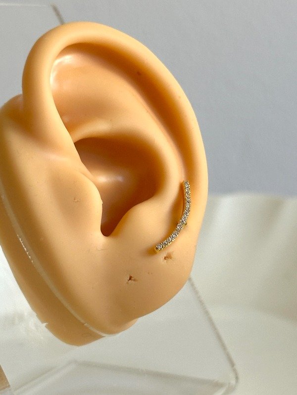 Pasante helix cartilago linea curva strass AD (UNIDAD)