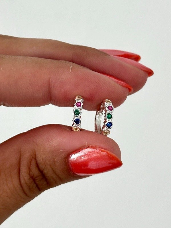 Argollitas cubic colores corazones 1.3 cm (PAR)